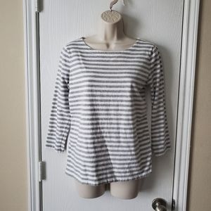 J. Crew Striped 3/4 Sleeve Top
